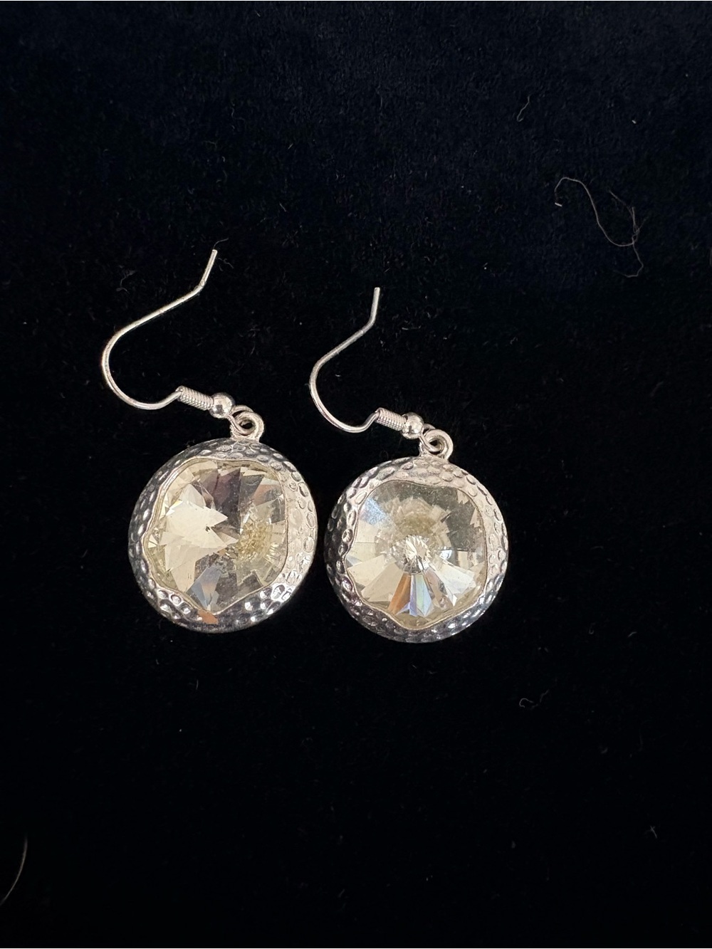 Crystal Drop Dangle Earrings - Clear Silver Tone